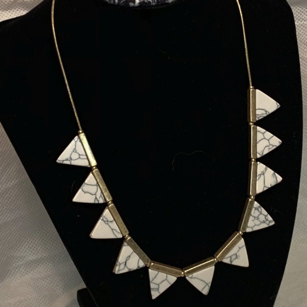 Universal Thread Gold Necklace with White Triangle Accents